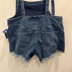 We The Free Free People  Blue Denim Strappy Shortalls Frayed Overall Shorts Twee Photo 6