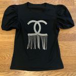 Rhinestone embellished short sleeve top in black size S Photo 7