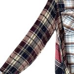 Free People  Penny Plaid Mini Shirtdress Embellished Red Blue Beaded size Medium Photo 4