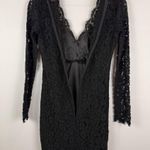 Bardot  Dress Women 6 Black Floral Crochet Lace Zip Back V-Neck Long Sleeve Party Photo 2