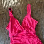 Ralph Lauren Lauren neon pink vneck ruched tummy control one piece 10 Photo 3