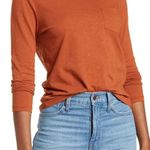 Madewell  Whisper Pocket Crewneck Long Sleeve Medium Brown Photo 0