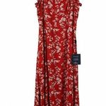 Lulus  Red and White Floral Sleeveless Midi Dress NWT Photo 0