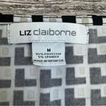 Liz Claiborne  Women's Cowl Neck Sleeveless Blouse White Black Tan M Med Medium Photo 5