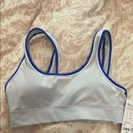 Athleta Blue and White Sports Bra with Seamless Design Photo 0