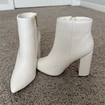 JustFab White Rosamund Block Heeled Booties Photo 0