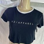 V3 Apparel Crop Top Ringer Tee Lightweight Fit Activewear Black XS Photo 0