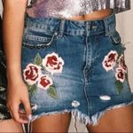 Free People  Wild Rose Denim Mini Skirt Photo 8
