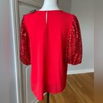 Vine & Love  new with tags red blouse with sequin sleeves size M  holiday Photo 1