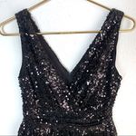 Aidan Mattox Sequin V-Neck Black Dress Photo 1