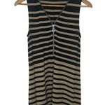 Cable & Gauge Women's Black Tan Striped Sleeveless Top Blouse Zipper Size Small Photo 1