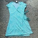 Attention  Wrap Dress Polka Dot Blue/ White Medium Photo 0