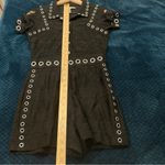 Maje  Black Lace Silver Grommet Details Snap Front Collared Romper Size XS Photo 13