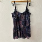 Social Collision Tunic Dress Tank Scallop Hem paisley patchwork Tiered Large Purple Photo 5