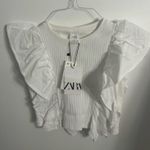 ZARA White Ruffle Crop Top Photo 0
