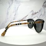 Burberry New  Sunglasses Black Front Round Pantos Frame Checkered Arms Gray Lens Photo 3