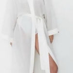 Lunya Washable Silk Chiffon Kimono Robe Sz M Tan Size M Photo 0