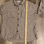 Hollister women’s Tan/Black plaid flannel shirt size L Photo 6