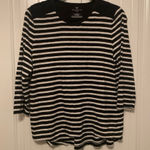 Talbots Women's Stretch Cotton Top 3/4 Sleeve Striped Multicolor Size LP Photo 0