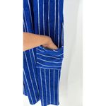 Vintage blue white striped terry cloth house dress swim cover up 80s size S Photo 3