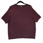 Roots Canada  Burgundy Textured Knit Short Sleeve Sweatshirt Top Comfy Cozy Med Photo 0