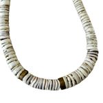 Vintage Natural Shell Heishi Necklace with Brass Accents Photo 8