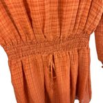NSR Orange Plaid Long Sleeve Smocked Waist Lined Lightweight Mini Dress Size M Size M Photo 2