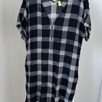 Madewell Black and White Buffalo Check Front Zippered Patterned Dress Size Large Photo 0