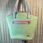 Lilly Pulitzer COPY - Green W/Pink Detailing &Gold Hardware. Bucket Purse VGUC Photo 0