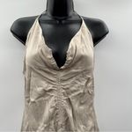 ZARA  Satin Ruched Beige Halter Tie Shift Mini Slip Dress Size‎ M NWT Photo 3