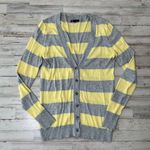 Gap Vtg Y2k Gray Yellow Colorblock Stripe Cardigan Sweater Cashmere Womens Med Photo 0