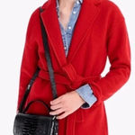 J.Crew Camille Short Boiled Wool Wrap Coat In Bright Red Size XXS Photo 0