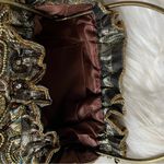 Vintage 70s Gold beaded lame egyptian flapper girl formal purse evening clutch Photo 7