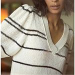 Brochu Walker  Sasha Striped Vee Cotton & Wool Blend Sweater Photo 1