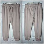 Missguided  Light Beige “As If” Slogan Joggers Loungewear Stretch Pants Sz 12 L Photo 1