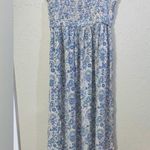 Pink Rose maxi dress, white with blue pattern, size S Photo 1
