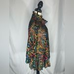 Damee Art To Wear Colorful Abstract Mesh Sequin Sheer Ruffle Neck Shrug/Jacket Black Size M Photo 4