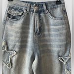 Women Loose Fit Boyfriend Jeans Baggy Y2K Straight Leg Star Patchwork Size Small Blue Photo 11