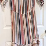 Buffalo David Bitton  Striped Maxi Dress Ruffle Neck Casual Boho Medium‎ Photo 0