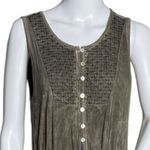 POL Duster Womens Small Olive Brown Mineral Wash Long Vest Buttons Open Bottom Photo 3