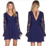 Tularosa Revolve Skylar Navy Blue Lace Mini Dress Size Medium Long Sleeve V-Neck Photo 3