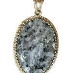 Tahara 925 Sterling Silver Pendant with Stormy Night Feldspar Gemstone RARE Gray Photo 6