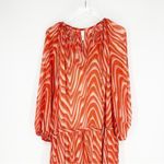 Mango NWT  Lidia Printed Maxi Dress 6 Orange Photo 3