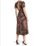 AFRM Jamie Print Open Back‎ Short Sleeve Dress, Brown/Black Animal, Small, NWT Black Photo 2