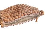 Vintage Beaded Handbag Natural Wood Raffia Woven Made in Japan Brown BOHO Retro Tan Photo 4