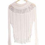 Free People  Spring Valley Thermal Tee Lace Inset Oversized Raw Hem Size Small Photo 1