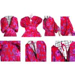 Band of Gypsies Hi Low Dress Small Red Pink Flowers Stretch Waist Festive READ Photo 3