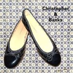 Christopher & Banks  black patten leather quilted look design with tie on front Photo 0