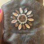 New York Transit  gray ankle boots bejeweled side zipper size 7.5 block heel Photo 4