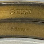 Monet Set Of 2 Vintage Signed Gold Tone White Black Slender Bangle Bracelets Photo 4